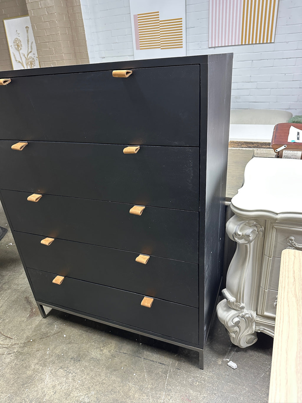 Four Hands Trey 5 drawer dresser black wash poplar