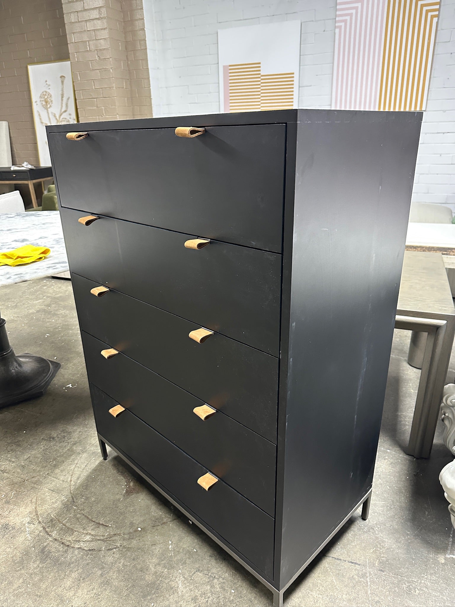 Four Hands Trey 5 drawer dresser black wash poplar