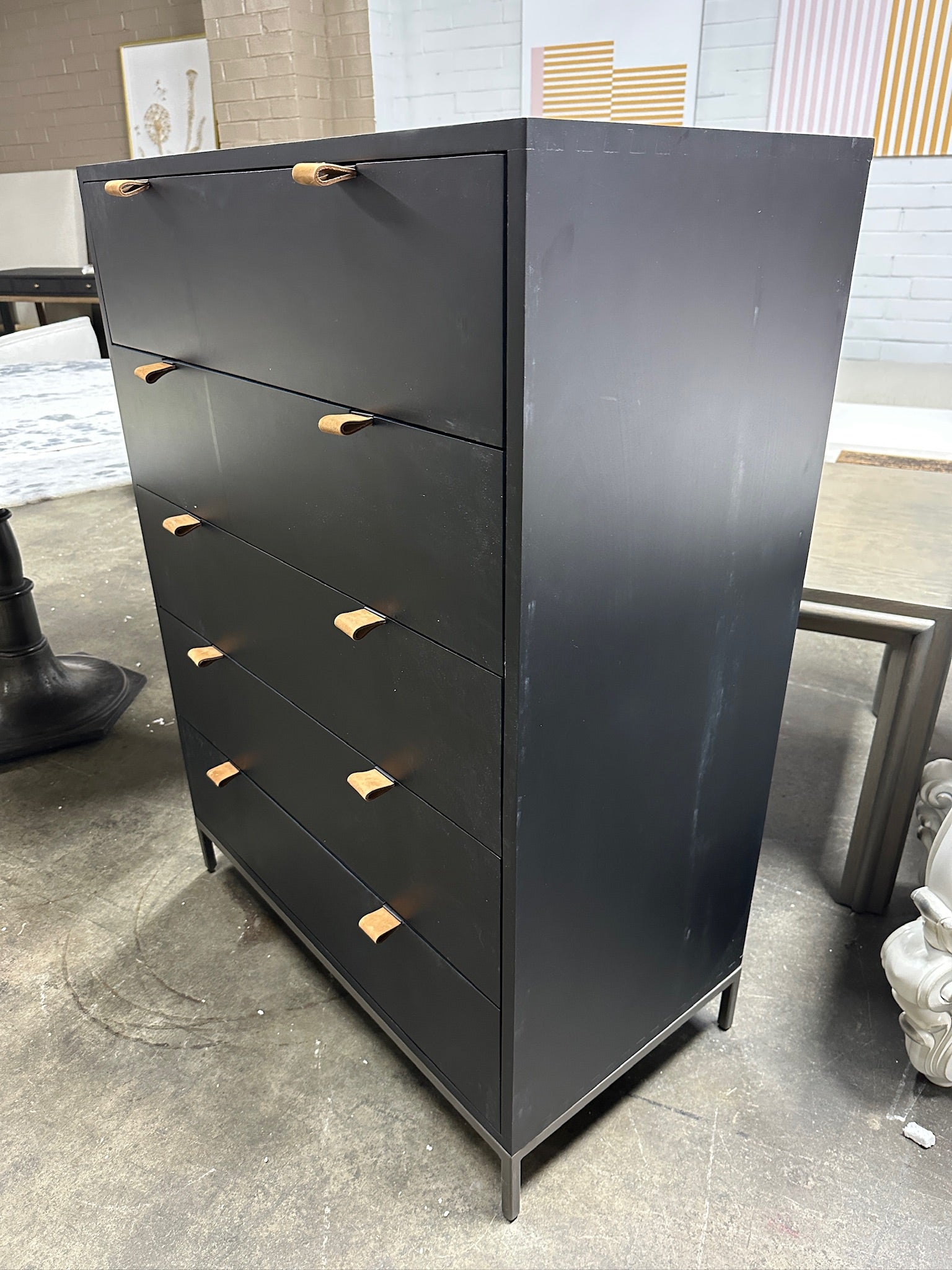 Four Hands Trey 5 drawer dresser black wash poplar