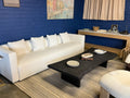 Designer 110 Inch White Boucle Sofa