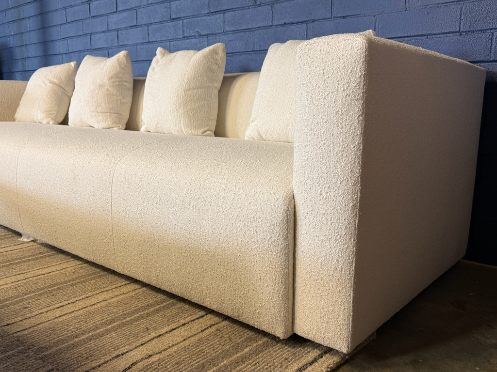 Designer 110 Inch White Boucle Sofa