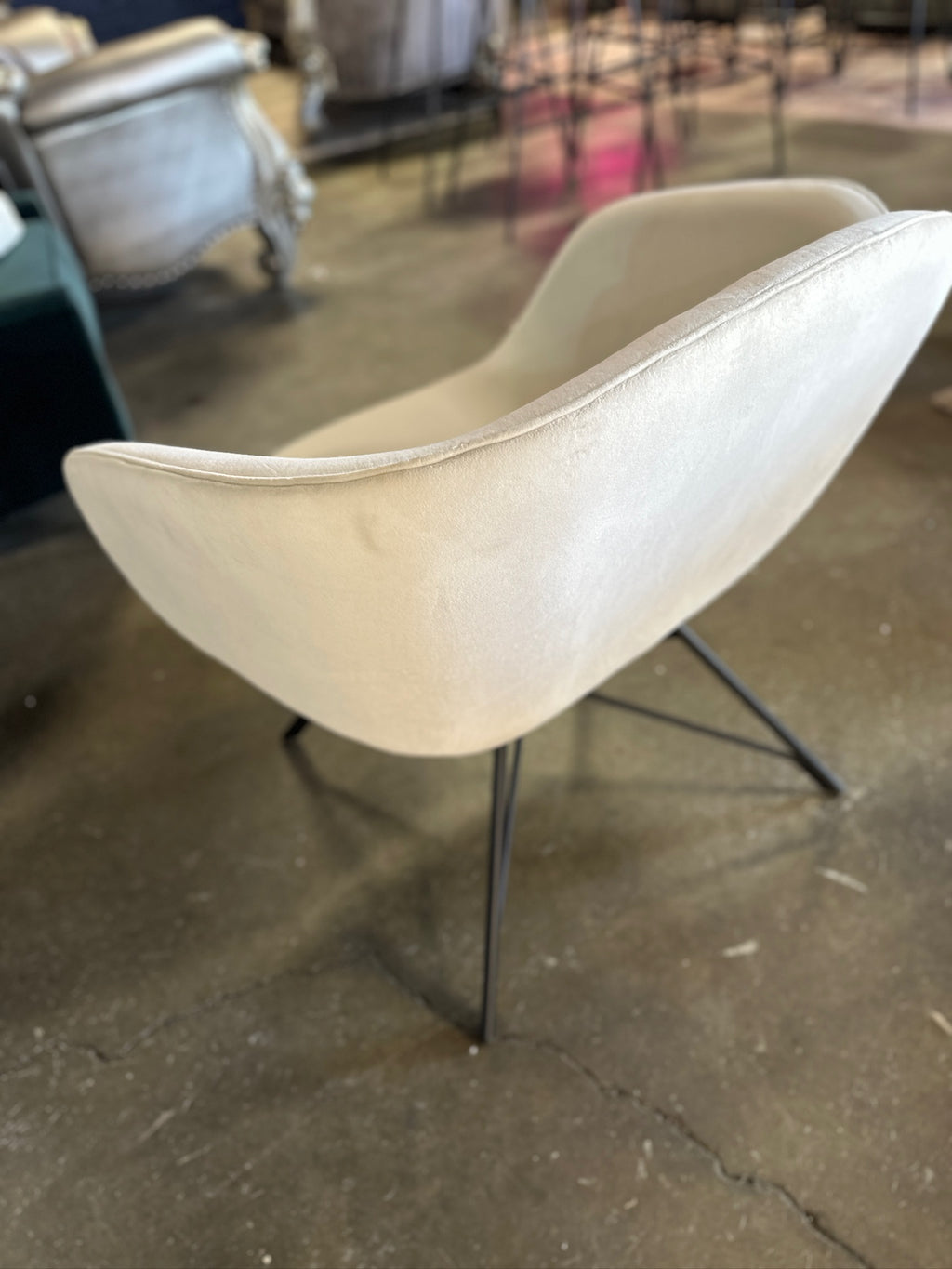 Nuevo White Velvet Swivel Chair