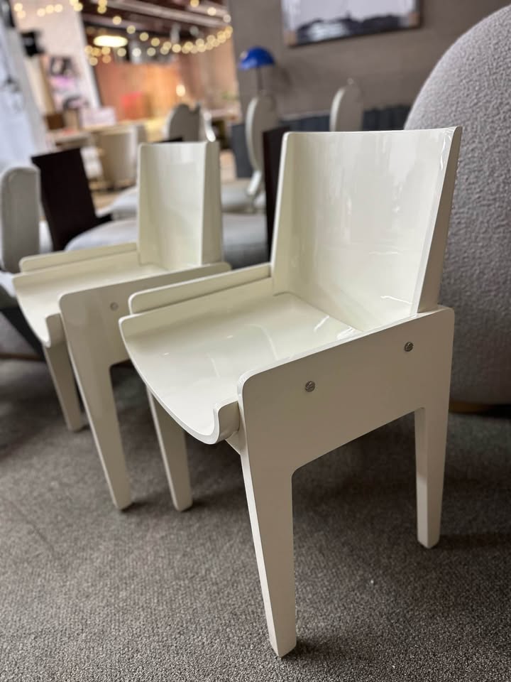 Designer made Solid Wood Lacquer Coated Accent Chairs - Set of 2