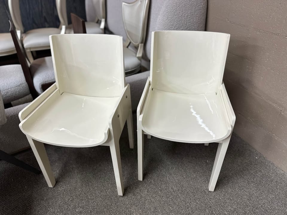 Designer made Solid Wood Lacquer Coated Accent Chairs - Set of 2