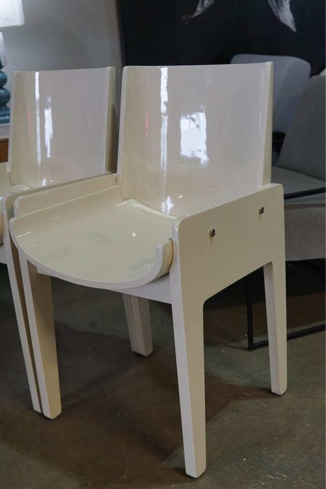 Designer made Solid Wood Lacquer Coated Accent Chairs - Set of 2