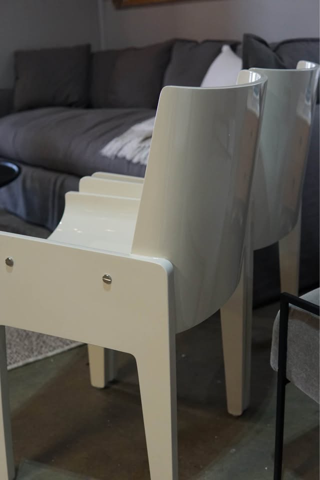 Designer made Solid Wood Lacquer Coated Accent Chairs - Set of 2