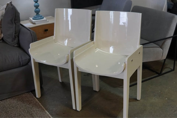 Designer made Solid Wood Lacquer Coated Accent Chairs - Set of 2