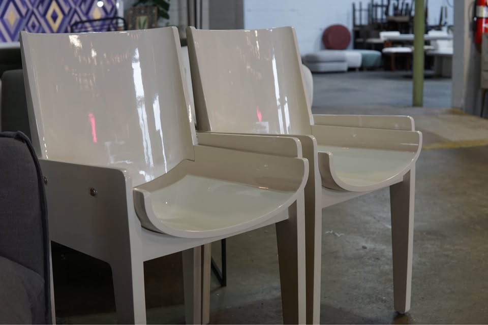 Designer made Solid Wood Lacquer Coated Accent Chairs - Set of 2