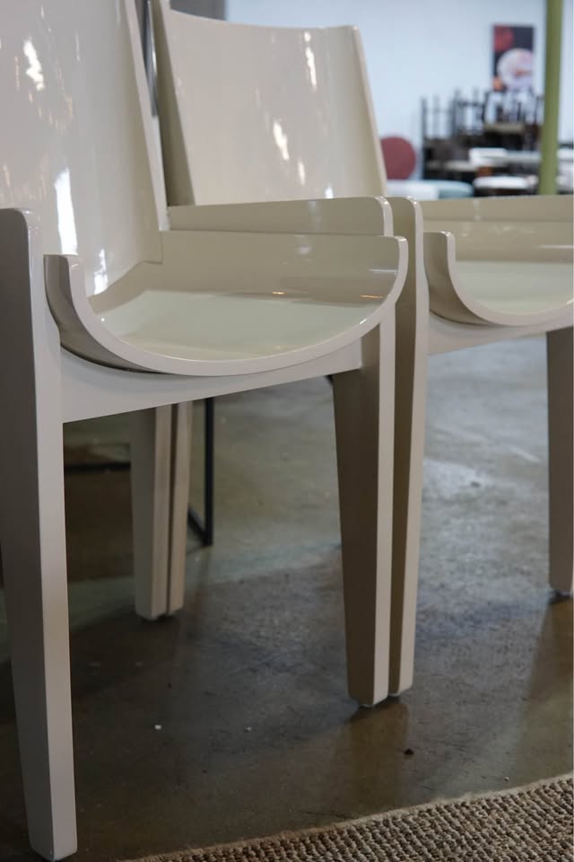 Designer made Solid Wood Lacquer Coated Accent Chairs - Set of 2