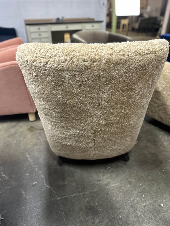 Designer Shearling "Toffee" Accent Chairs - Set of 2