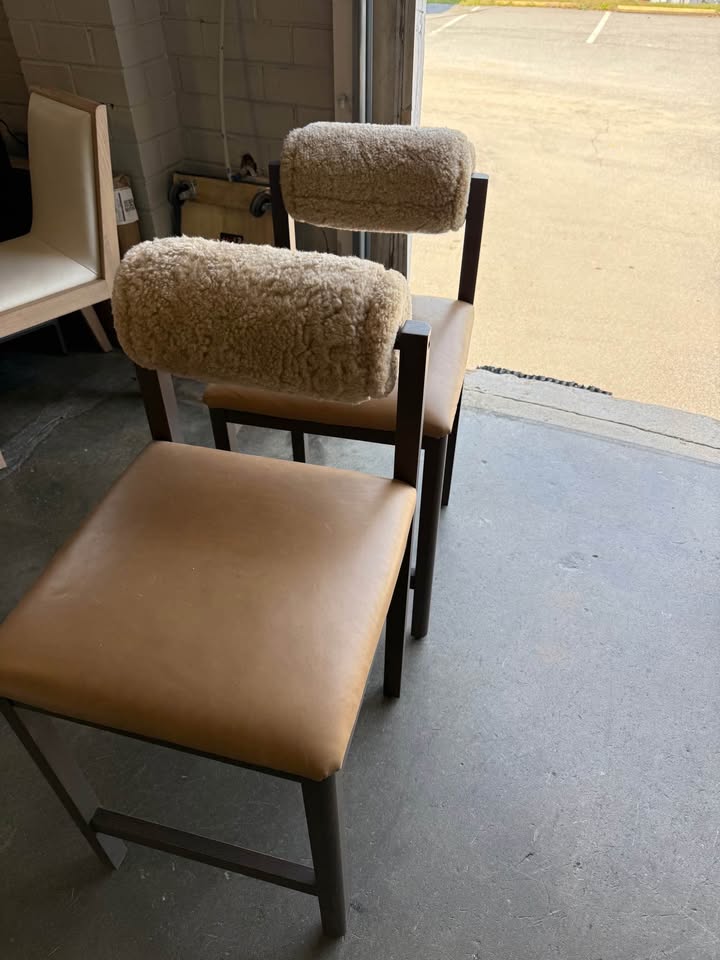 Shearling & Leather Counter Stool