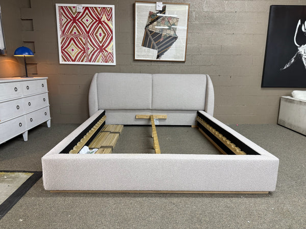 Designer California King Performance Greige Boucle Bed