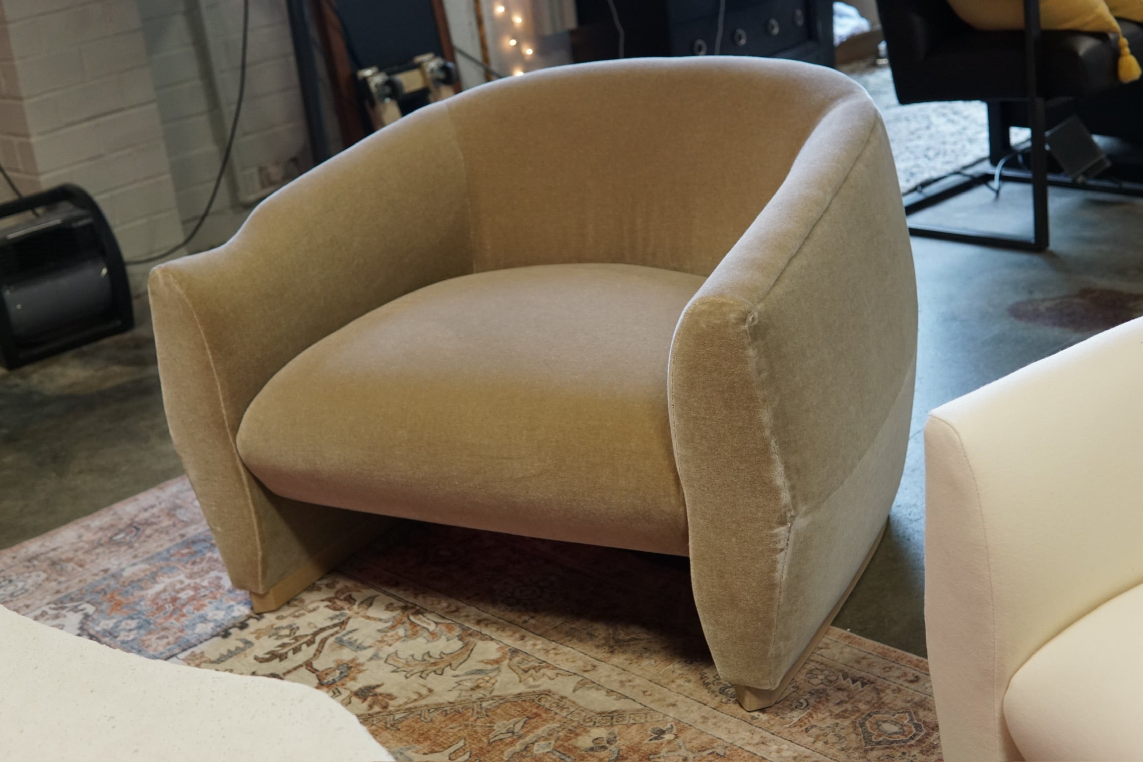 Designer Brand Accent Chair in Performance Velvet Taupe
