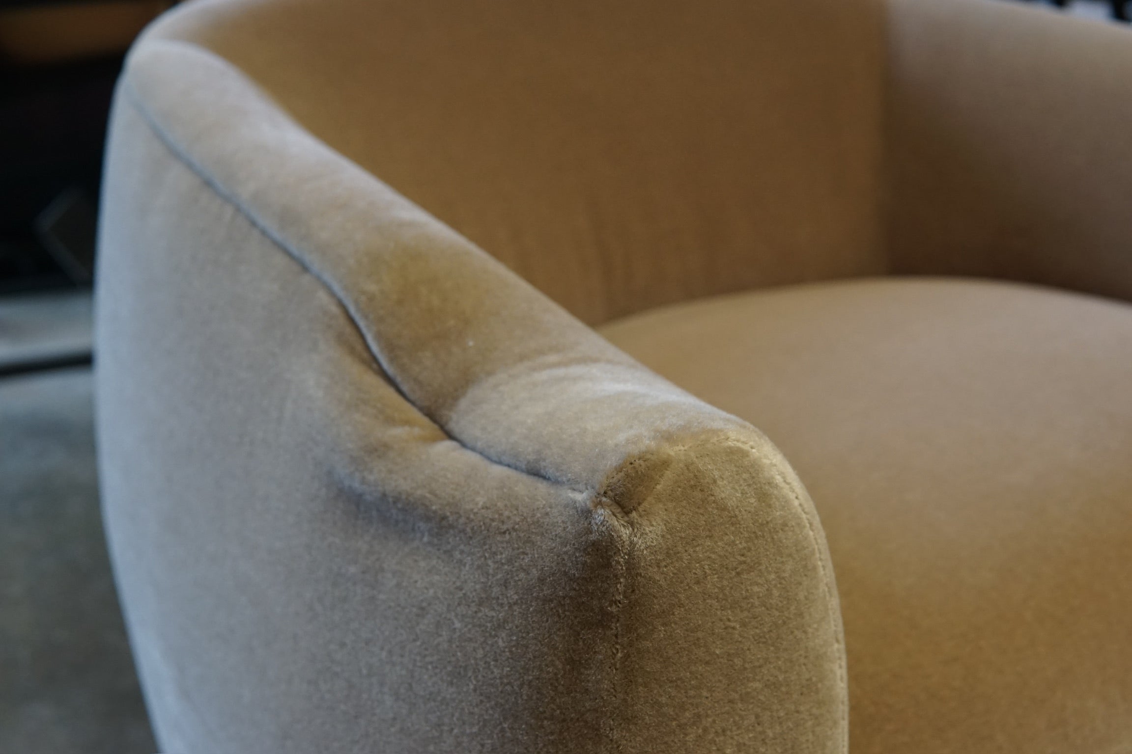 Designer Brand Accent Chair in Performance Velvet Taupe