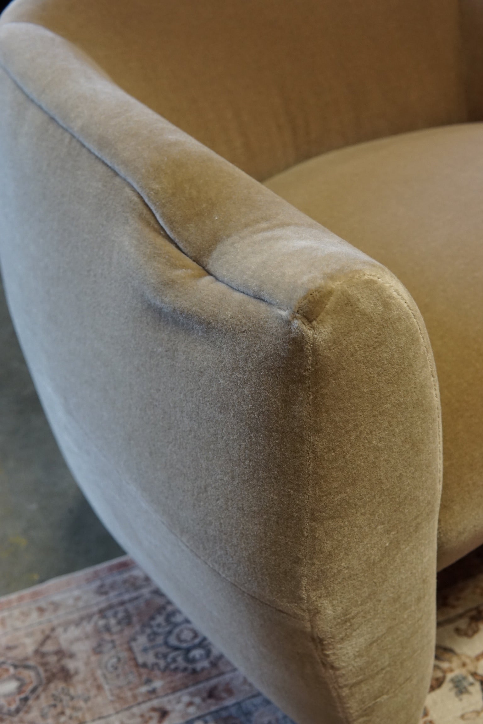 Designer Brand Accent Chair in Performance Velvet Taupe