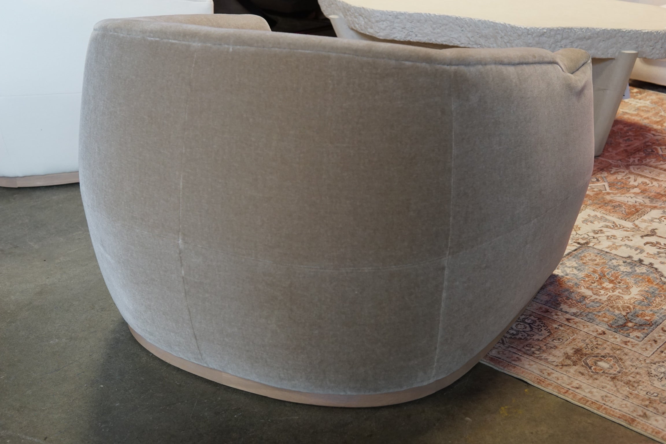 Designer Brand Accent Chair in Performance Velvet Taupe