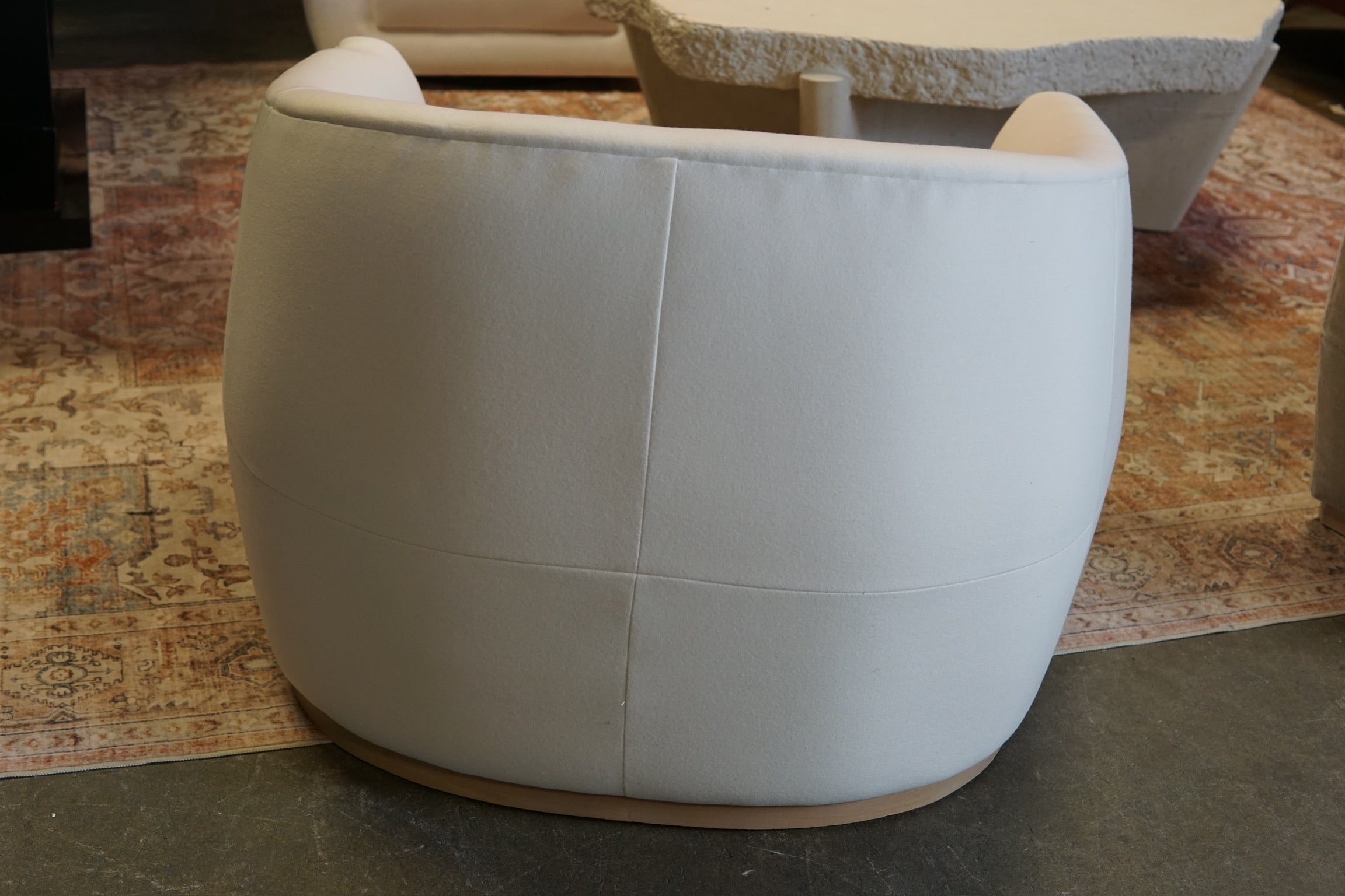 Designer Brand Accent Chair in Porcelain Alpaca Velvet
