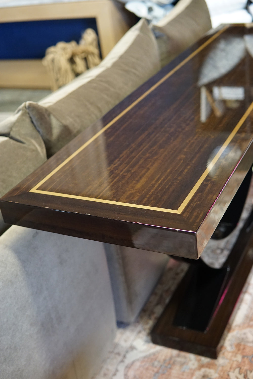 Eichholtz Umberto Rectangle Console Table in Polished Eucalyptus Veneer