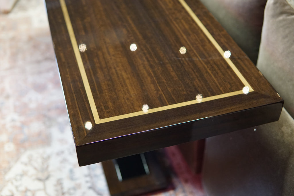 Eichholtz Umberto Rectangle Console Table in Polished Eucalyptus Veneer