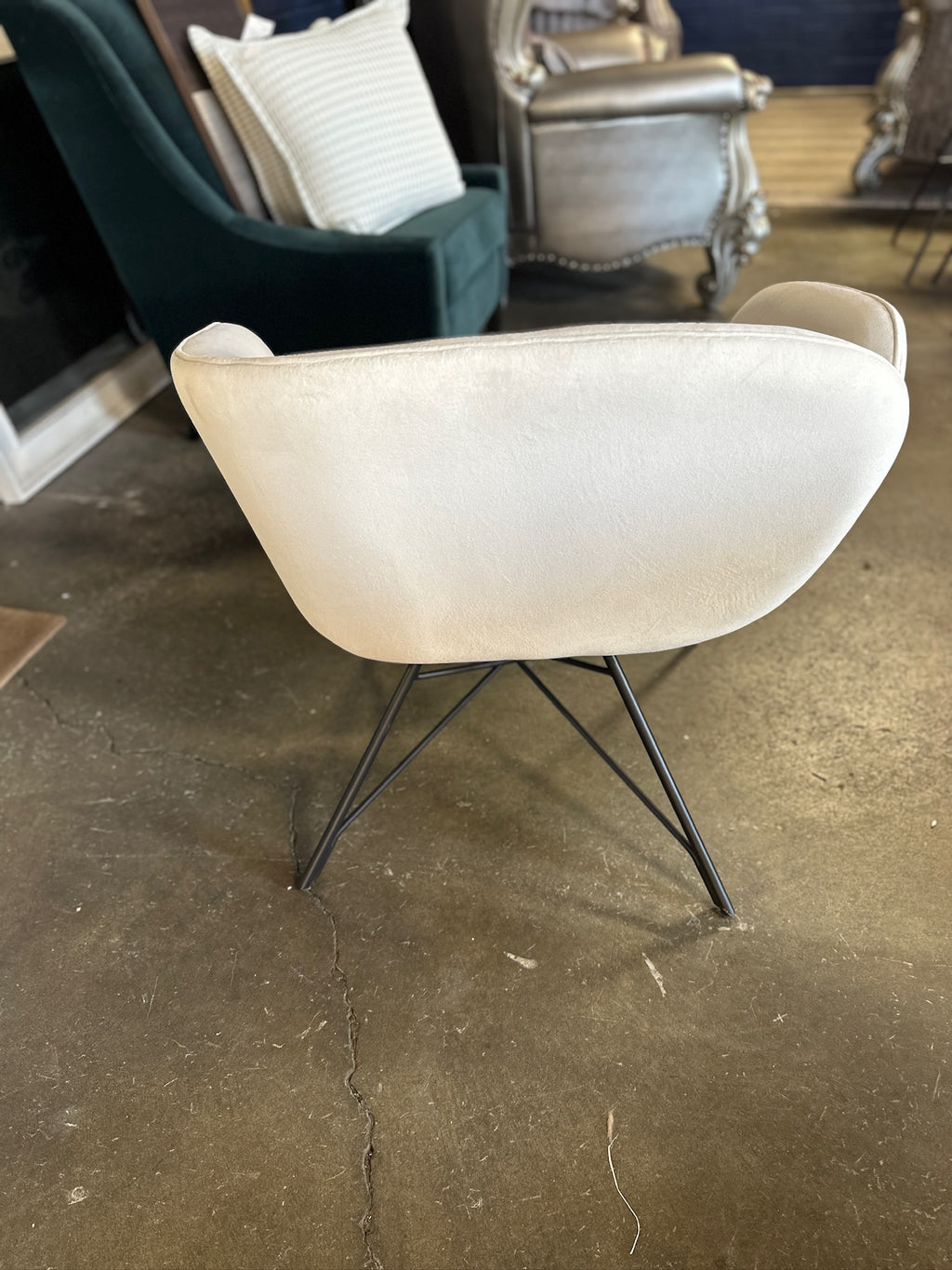 Nuevo White Velvet Swivel Chair