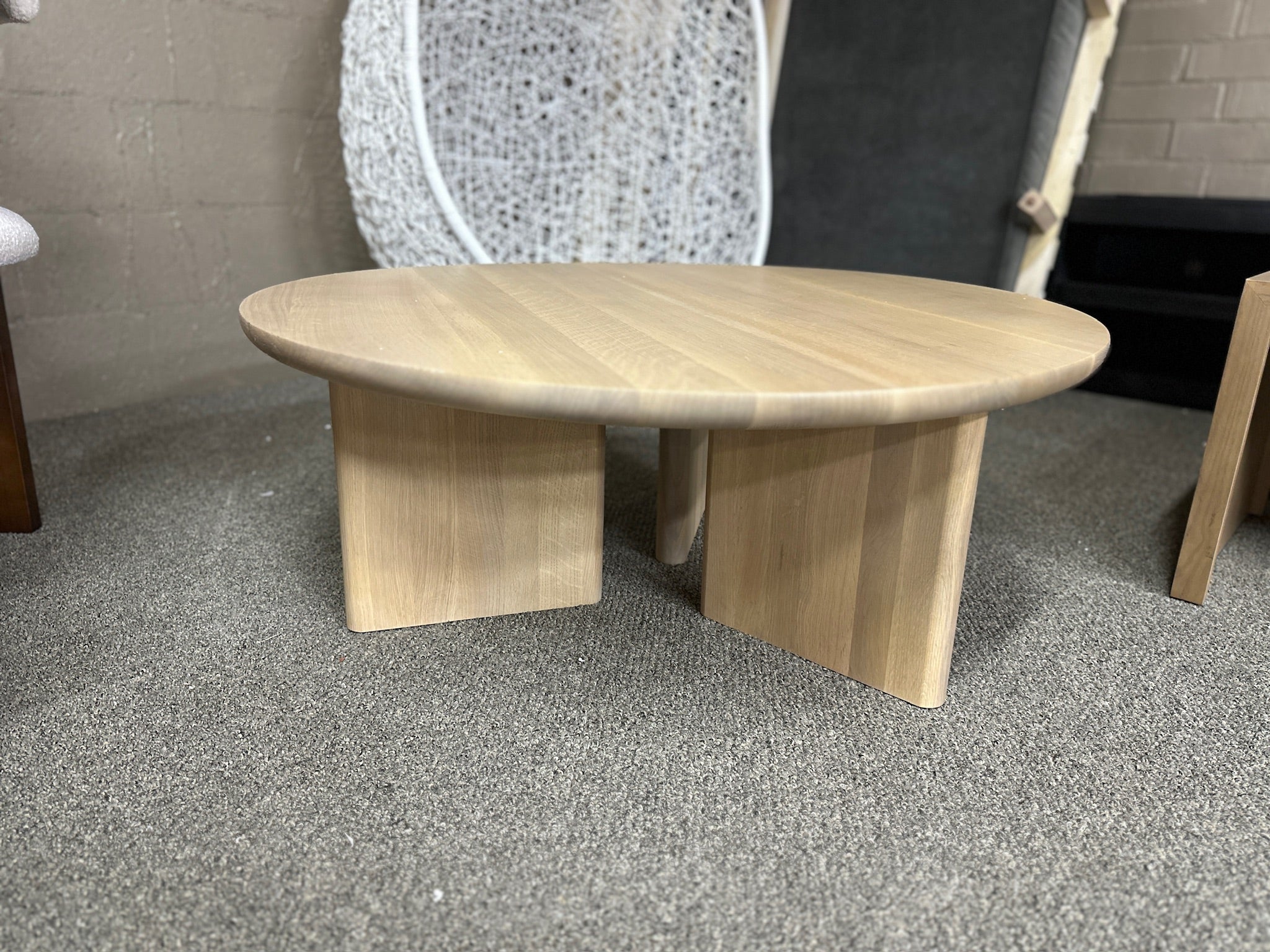 Light Oak 36" Designer Round Coffee Table