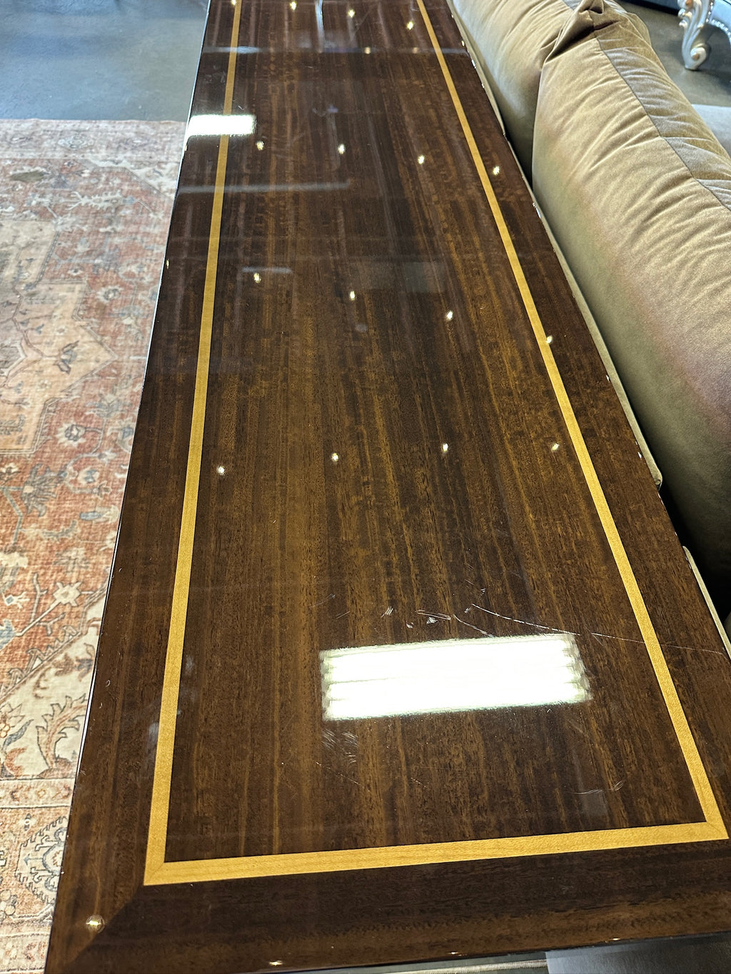 Eichholtz Umberto Rectangle Console Table in Polished Eucalyptus Veneer