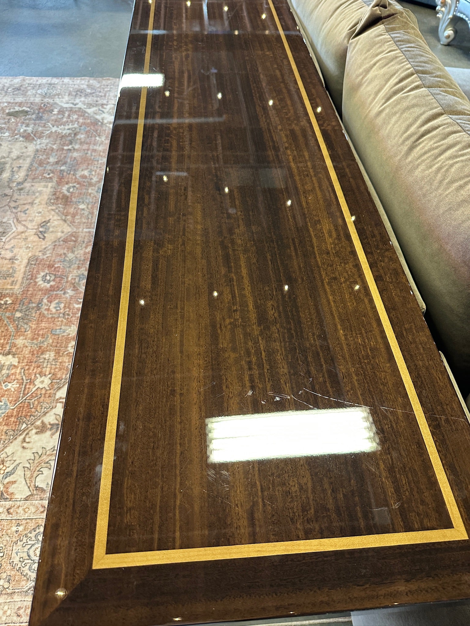 Eichholtz Umberto Rectangle Console Table in Polished Eucalyptus Veneer