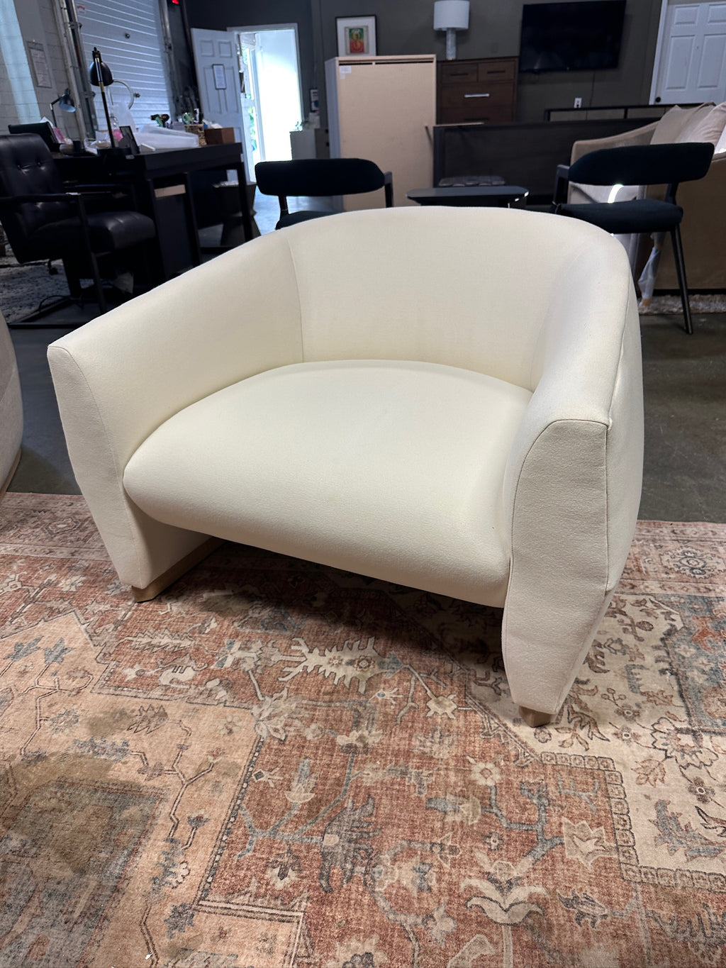 Designer Brand Accent Chair in Porcelain Alpaca Velvet