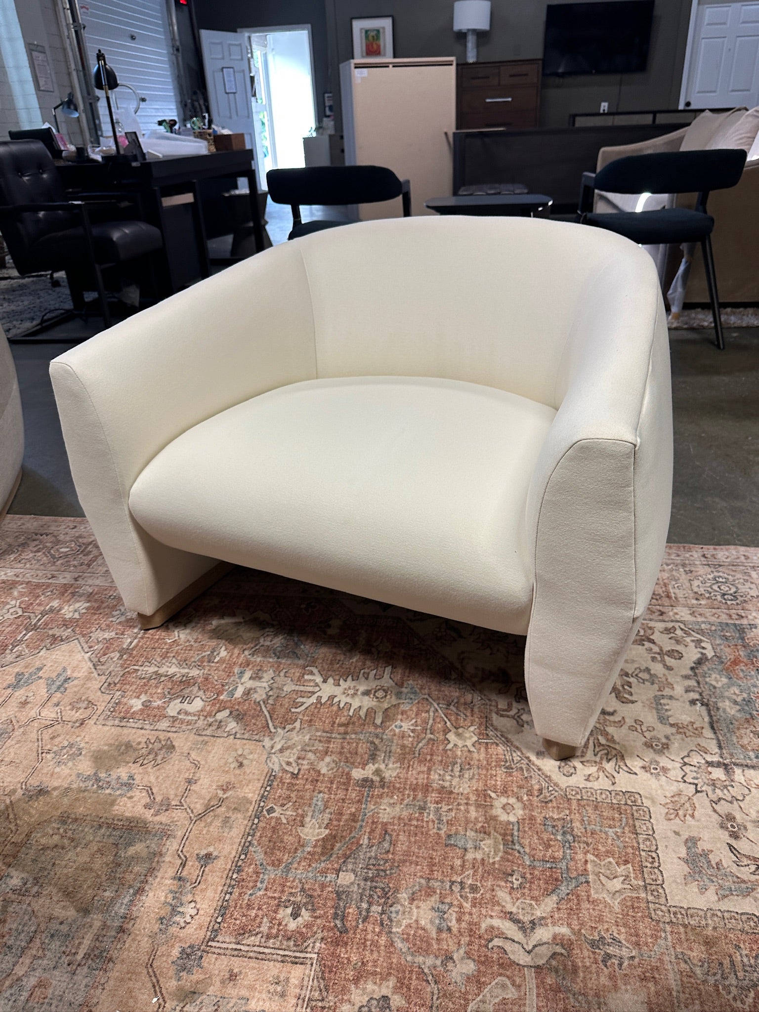 Designer Brand Accent Chair in Porcelain Alpaca Velvet