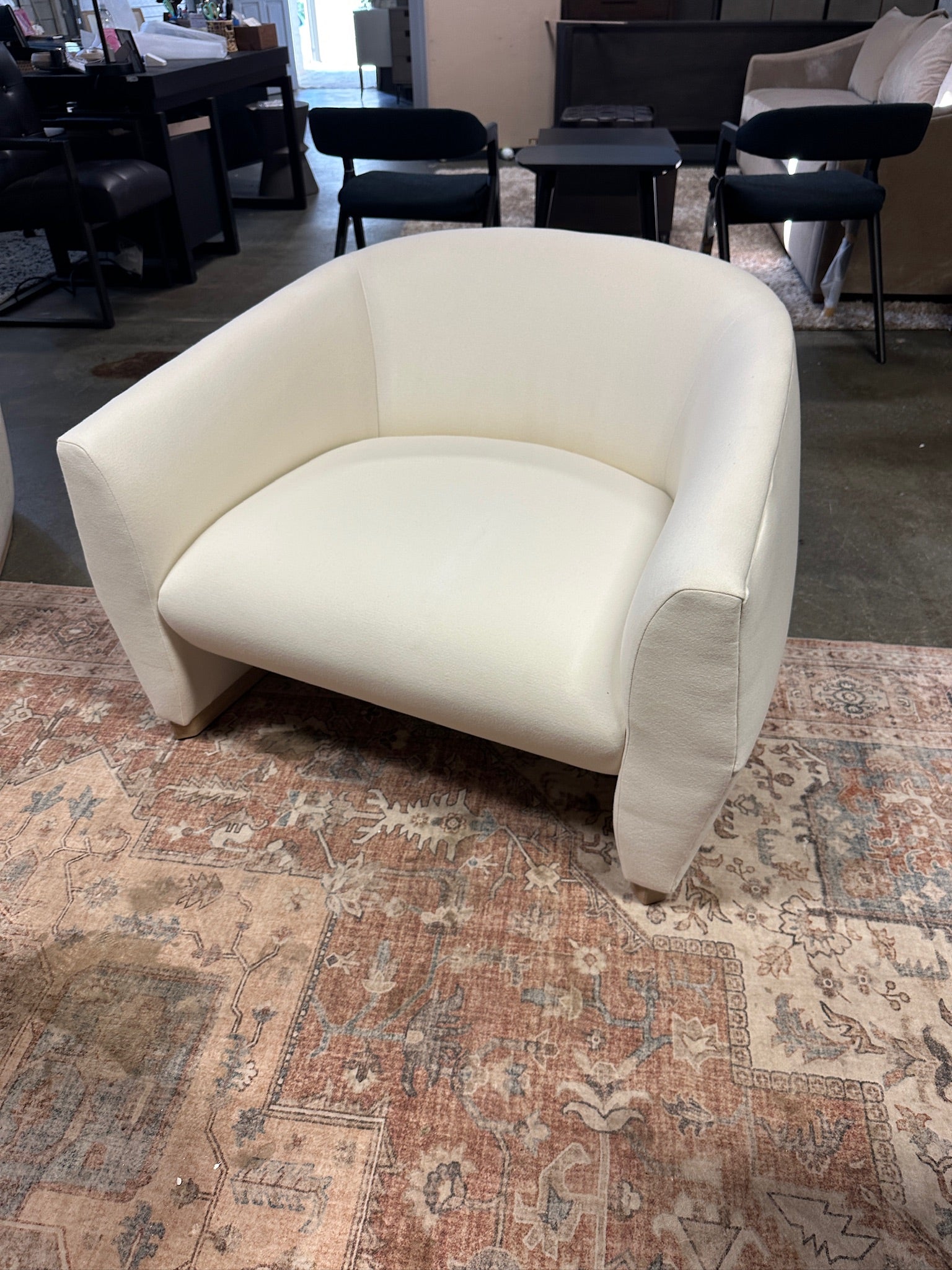 Designer Brand Accent Chair in Porcelain Alpaca Velvet