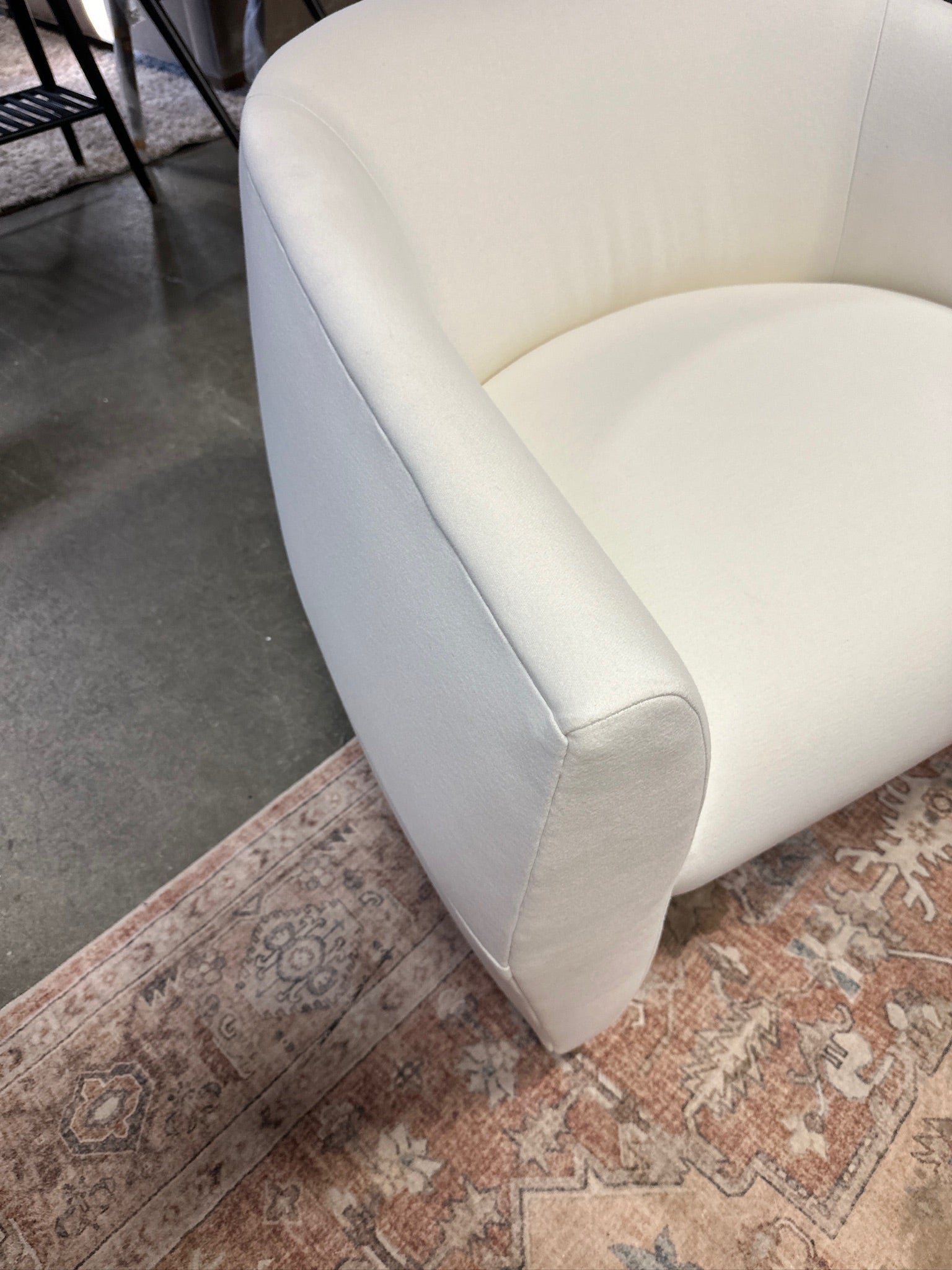 Designer Brand Accent Chair in Porcelain Alpaca Velvet