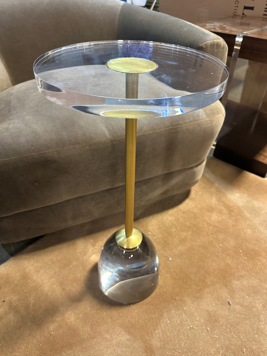 Acrylic and Gold Side Table