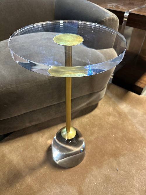 Acrylic and Gold Side Table