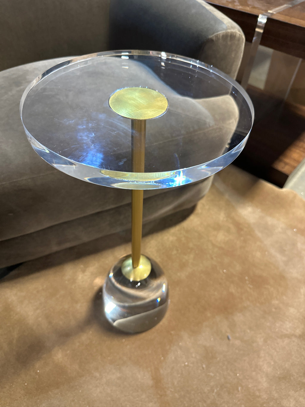 Acrylic and Gold Side Table