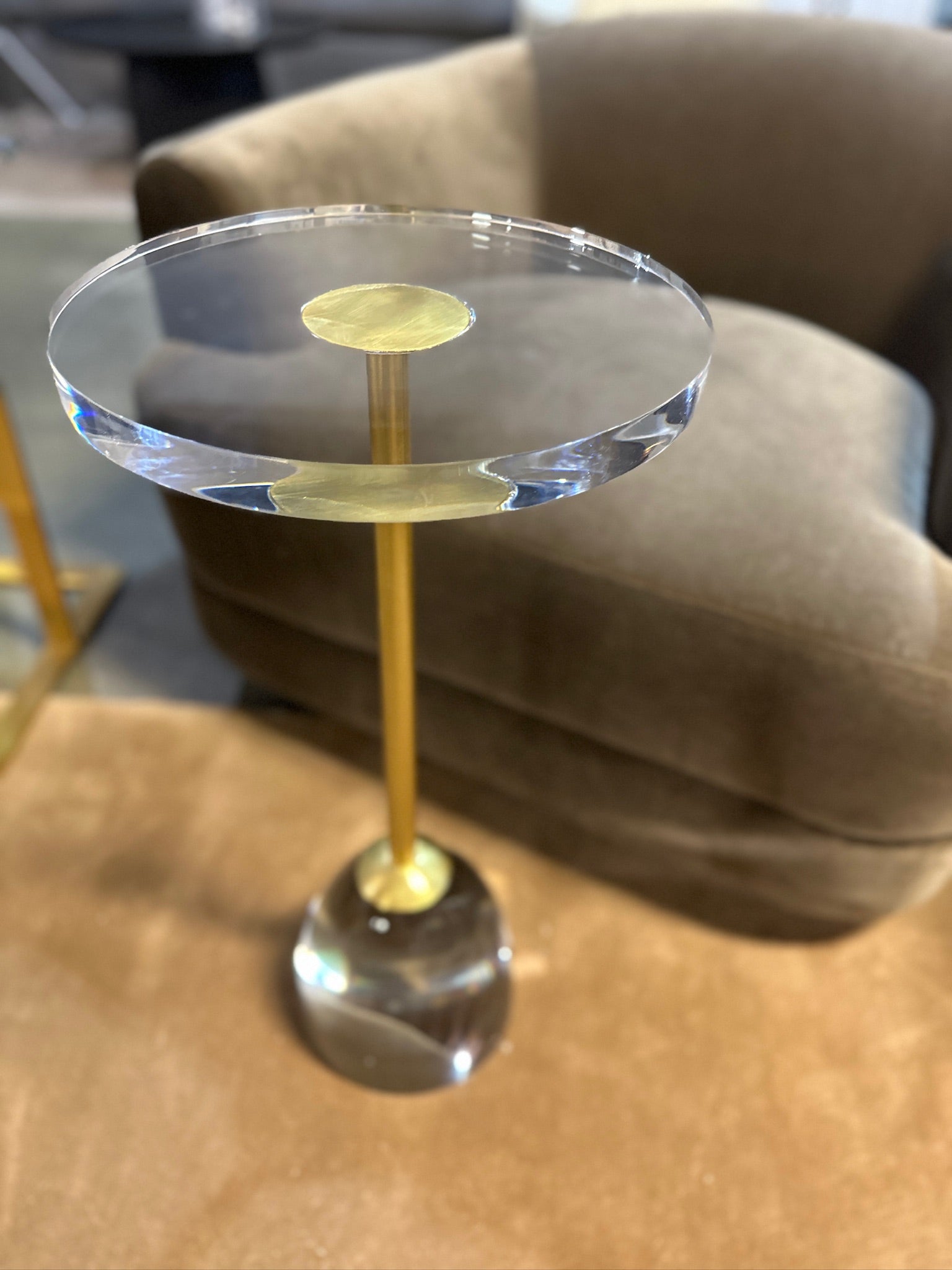 Acrylic and Gold Side Table