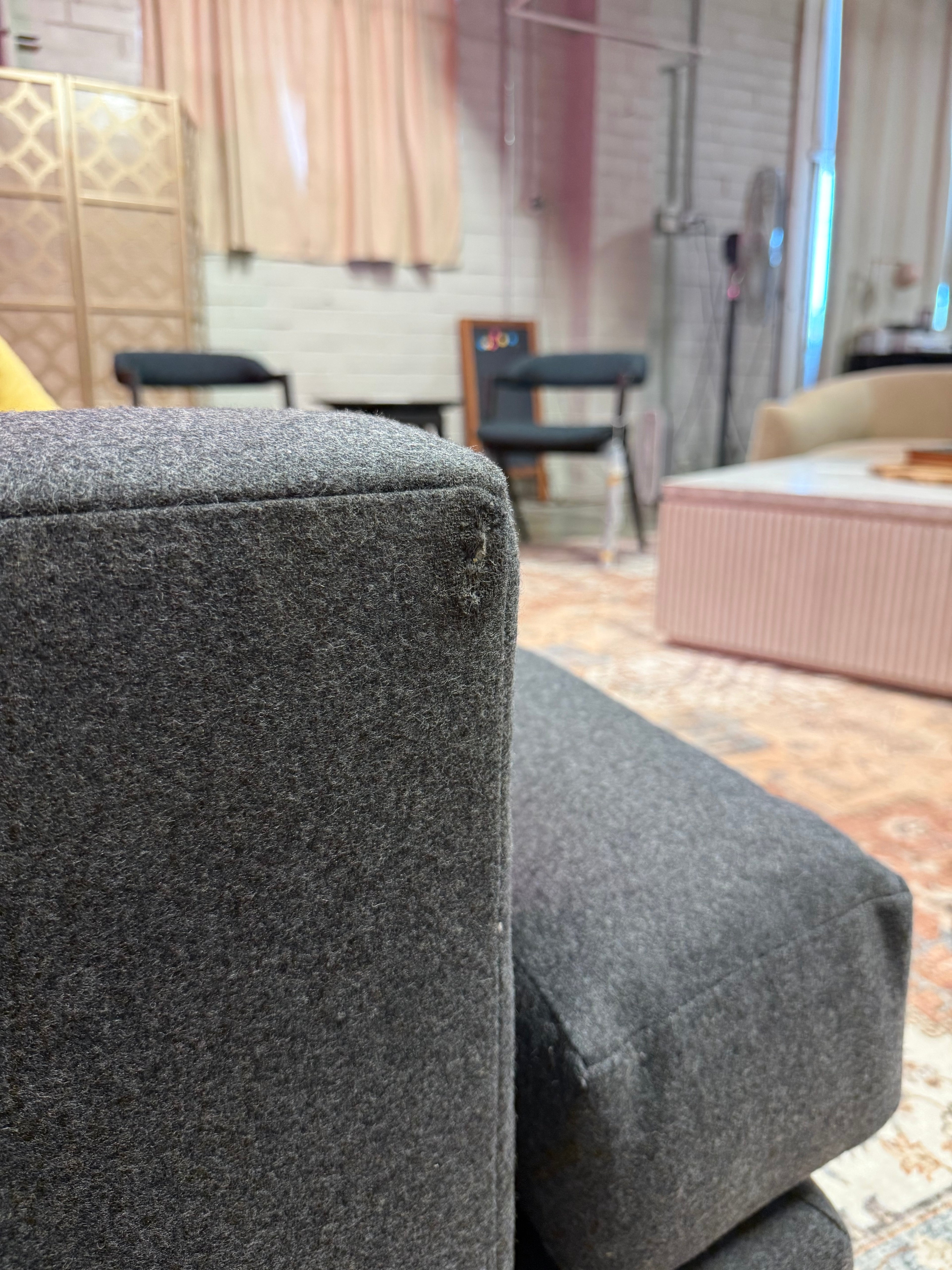 Designer 110 Inch Performance Tweed Charcoal Gray Sofa