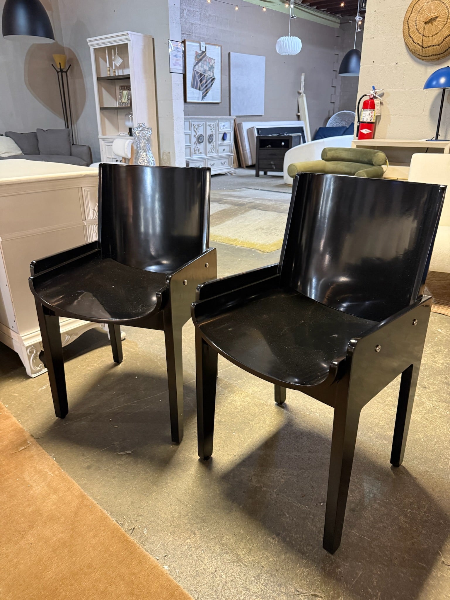 Designer Brand Black Lacquer Coated Chair - set of 2