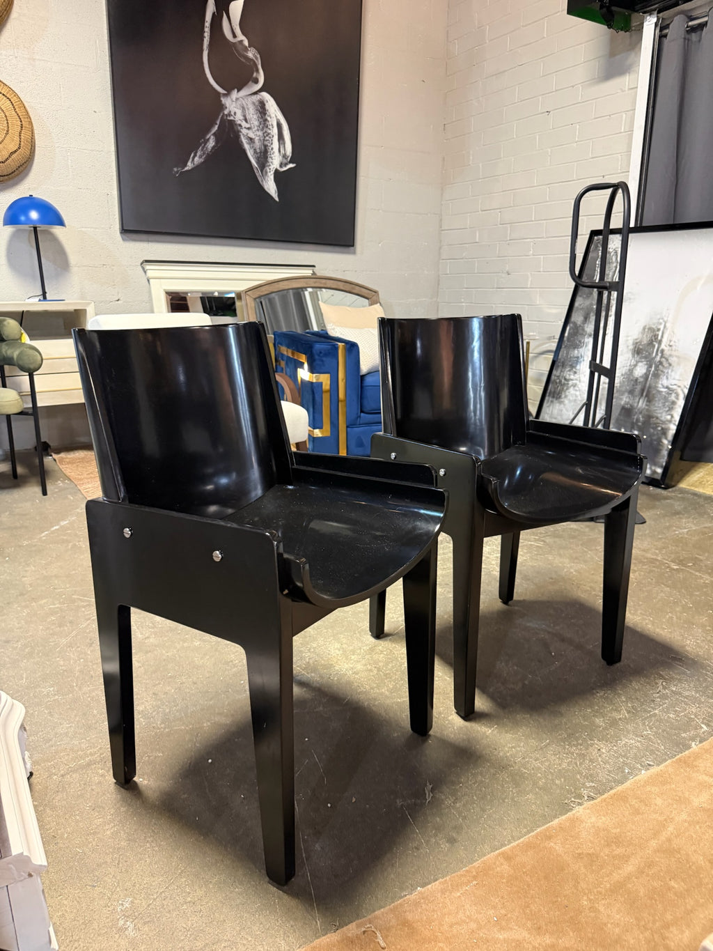 Designer Brand Black Lacquer Coated Chair - set of 2