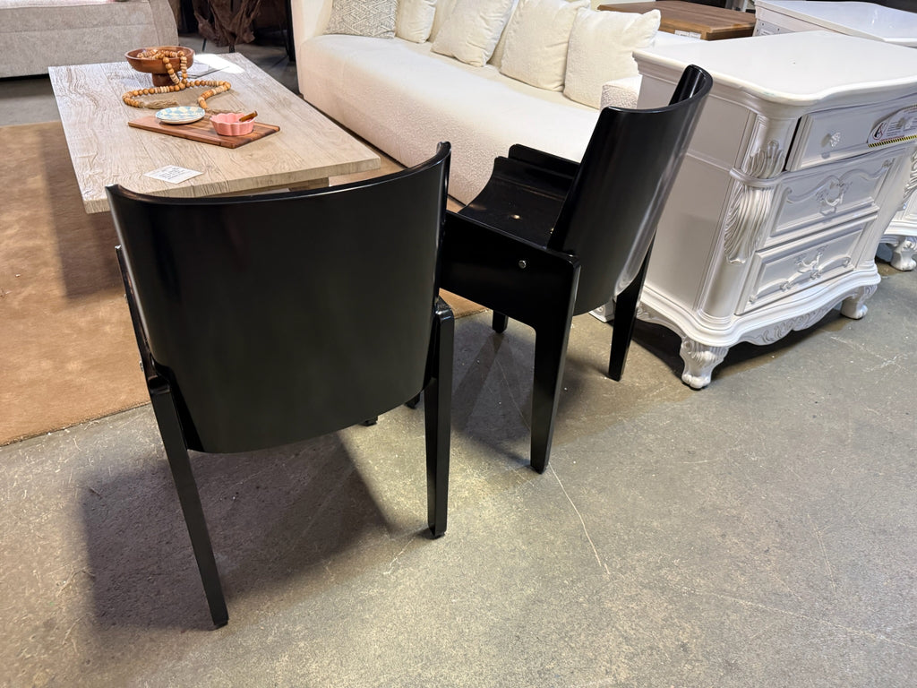 Designer Brand Black Lacquer Coated Chair - set of 2
